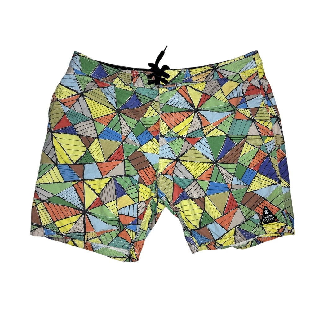 Element Watershorts Sz 38 Geometric Surf Swim Board Shorts Colorful